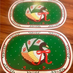 RARE Holiday Goose Placemats - Green and Red
